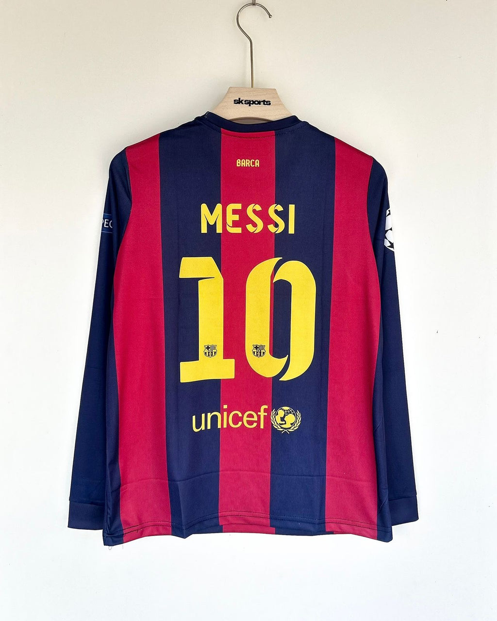MESSI FC BARCELONA 2014-15 HOME JERSEY EMBROIDERY FULLSLEEVES