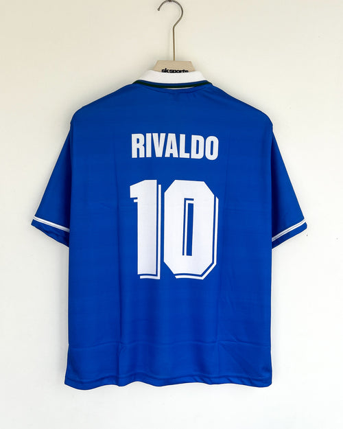 BRAZIL RIVALDO 1994-95 AWAY KIT RETRO FIVESLEEVES POLO