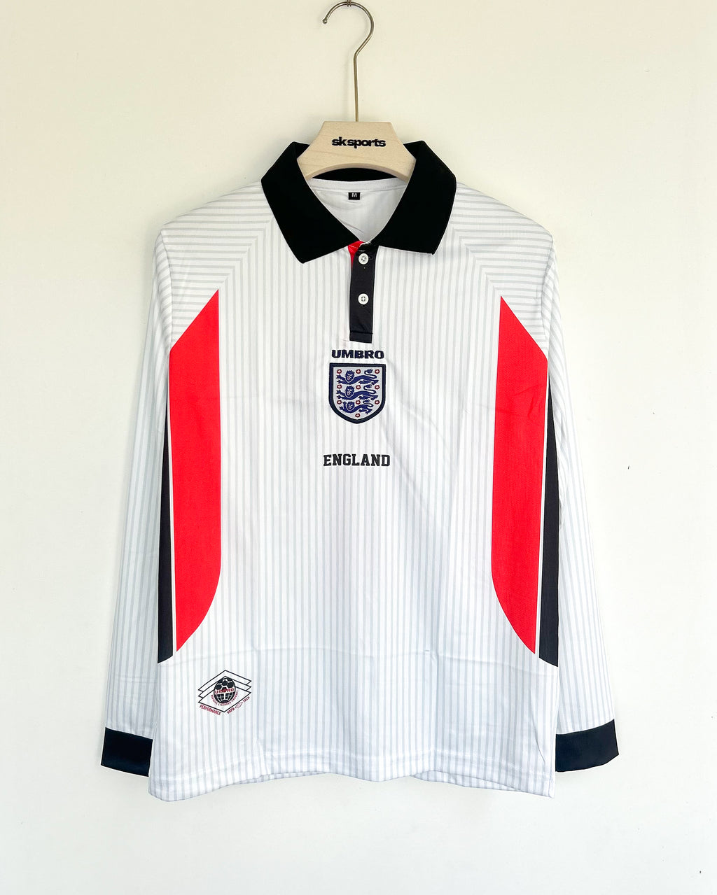 ENGLAND BECKHAM 1998 HOME KIT FULLSLEEVES POLO EMBROIDERY