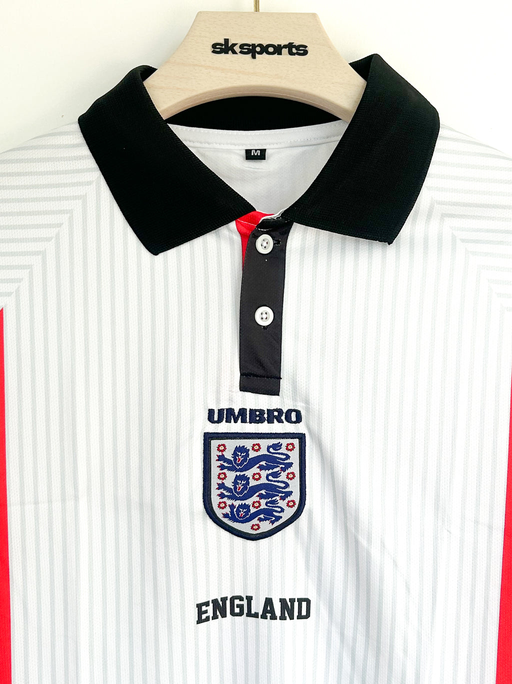ENGLAND BECKHAM 1998 HOME KIT FULLSLEEVES POLO EMBROIDERY