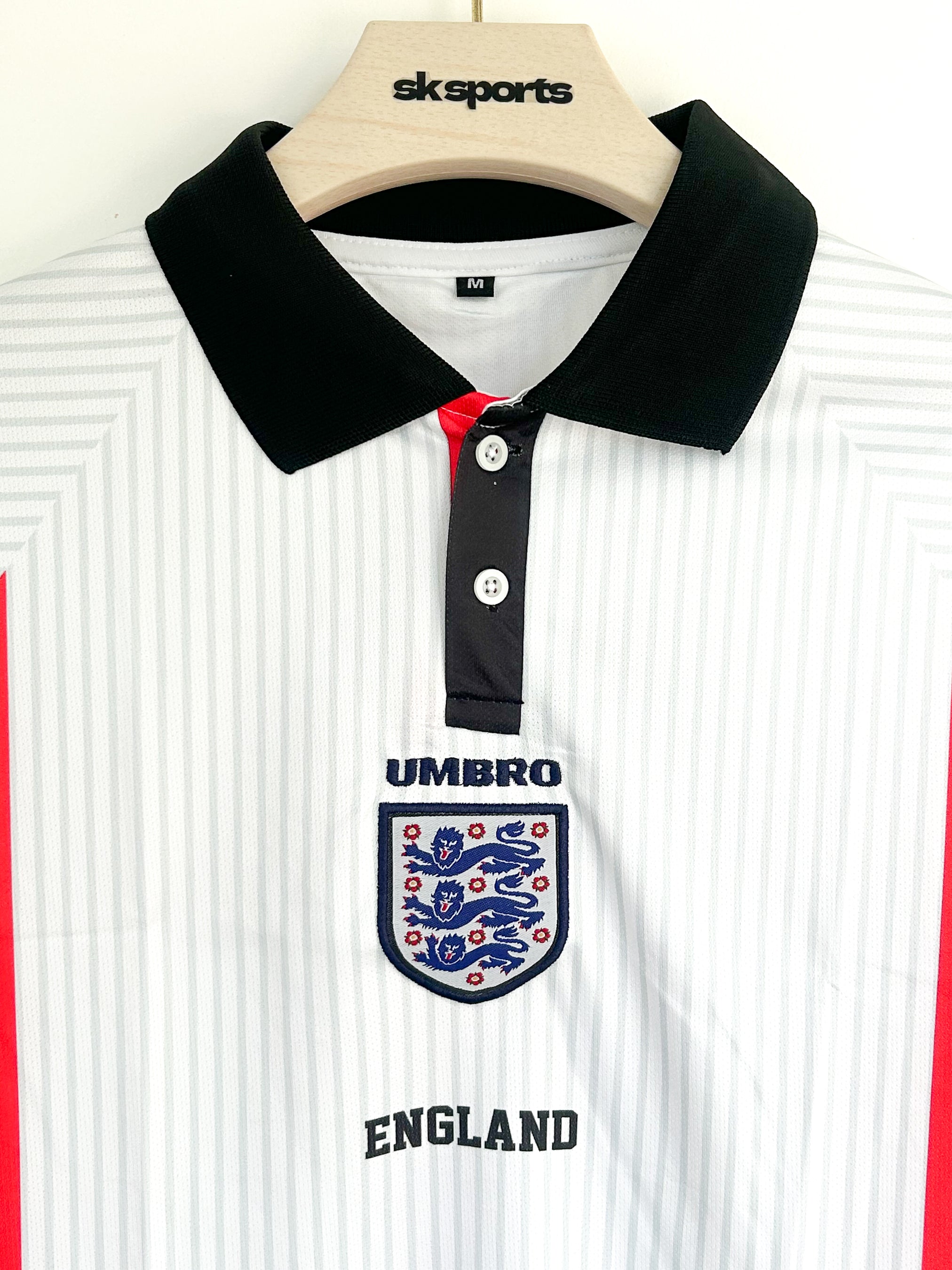 ENGLAND BECKHAM 1998 HOME KIT FULLSLEEVES POLO EMBROIDERY