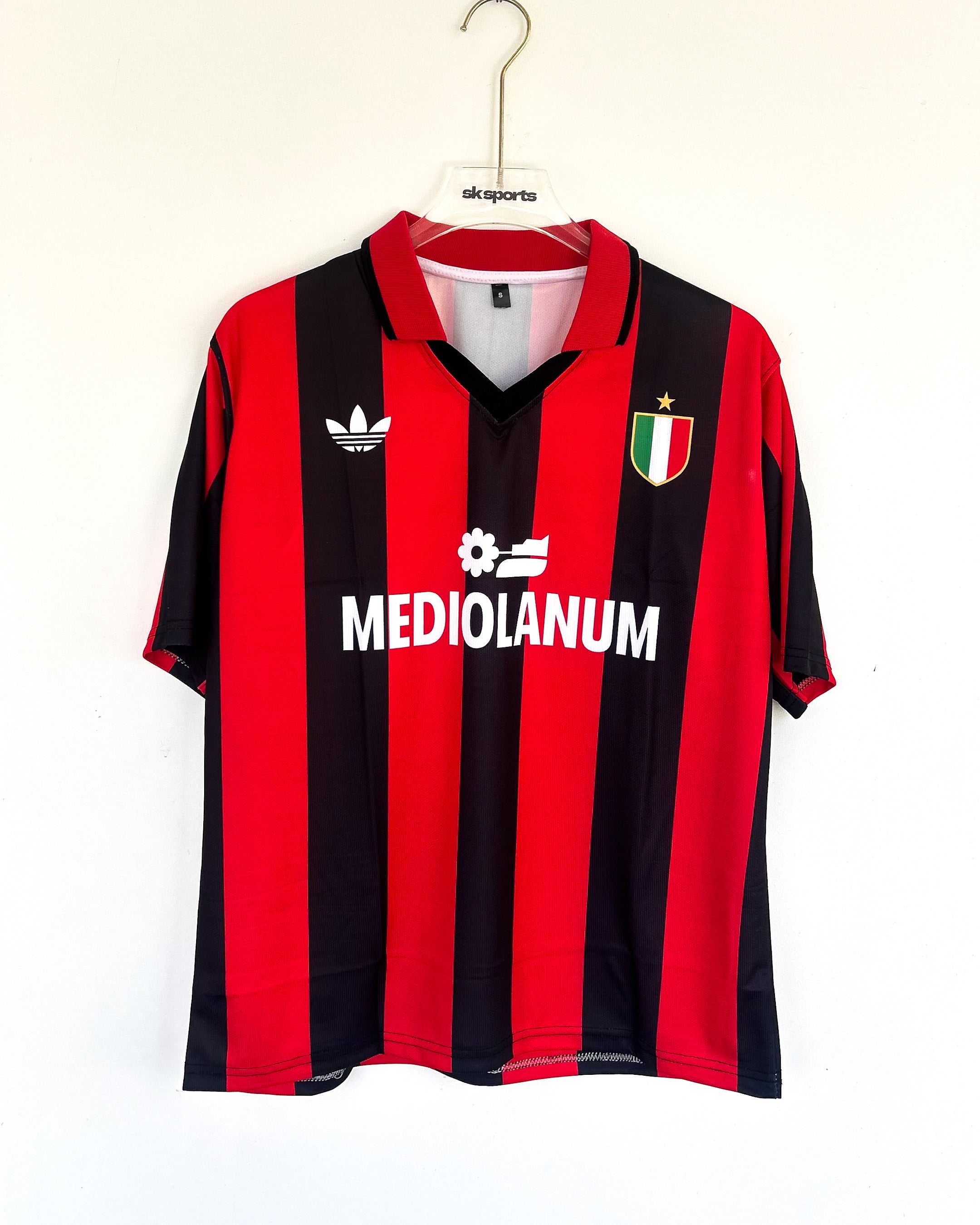 ACMILAN 1990-91 HOME KIT VAN BASTEN FIVESLEEVE POLO