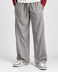 LOOSE FIT PIPING TRACK PANTS- LIGHT GREY