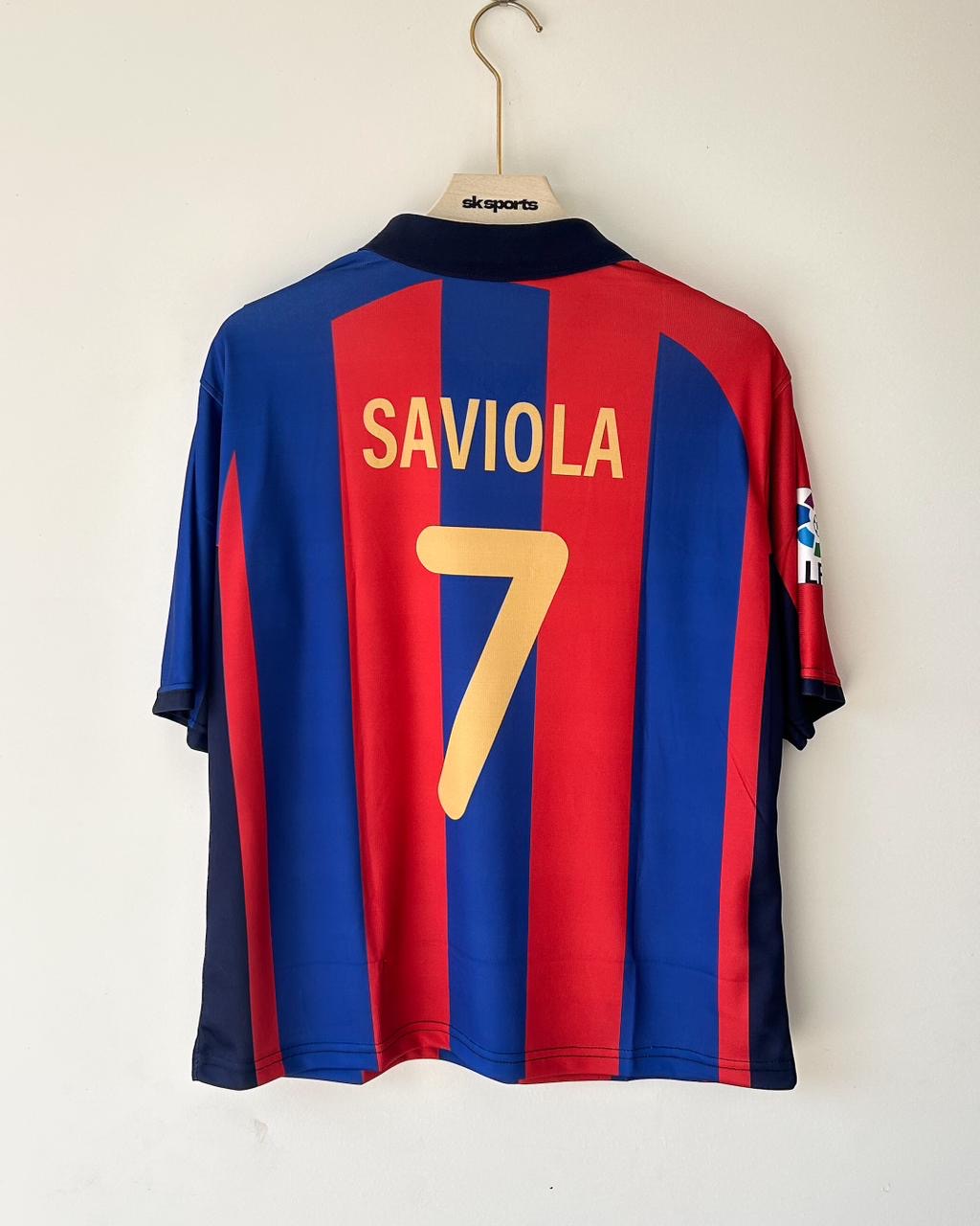 BARCELONA 2001-02 HOME KIT SAVIOLA FIVESLEEVE POLO